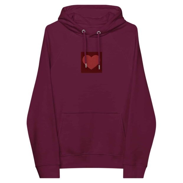 Embroidered Heart - Unisex eco raglan hoodie - Image 2