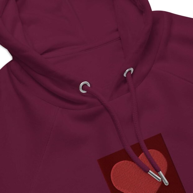 Embroidered Heart - Unisex eco raglan hoodie - Image 3
