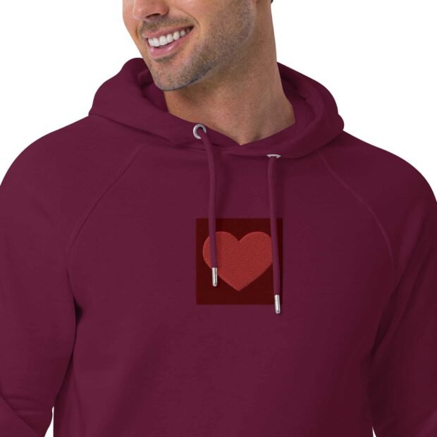 Embroidered Heart - Unisex eco raglan hoodie - Image 7