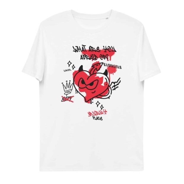 What are you afraid of? Unisex Organic Cotton T-shirt - Image 2
